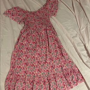 Floral Pink Off-Shoulder Dress